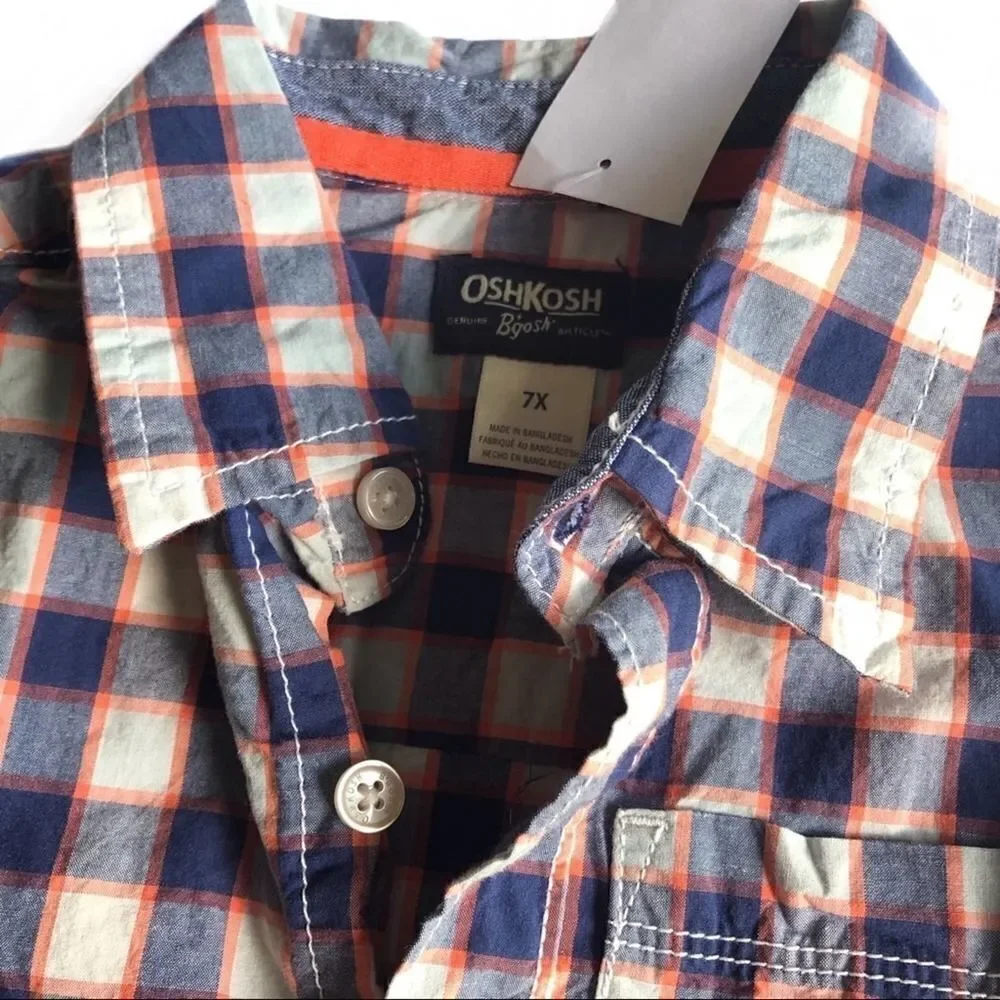110- OshKosh boys plaid button down shirt.‎